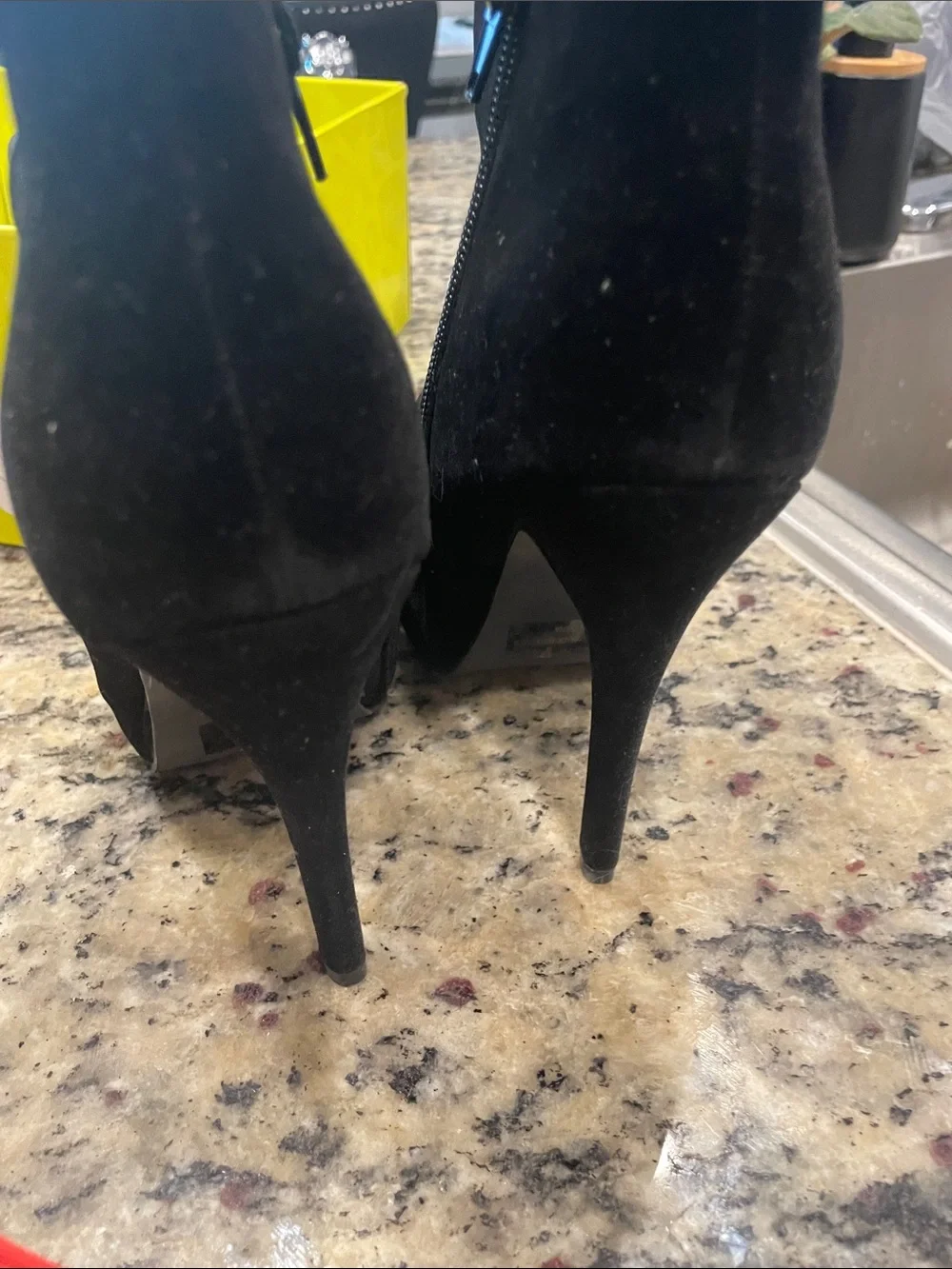 Charlotte Russe Black Suede Ankle Booties with Side Zip